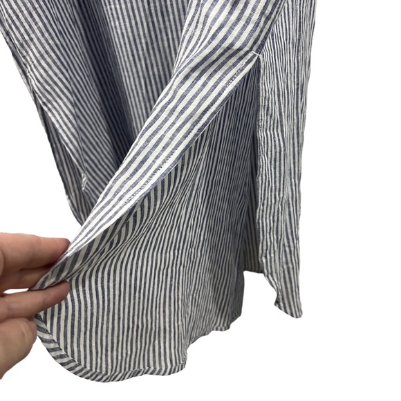 OLD NAVY Long-Sleeve Striped Linen-Blend Midi Shirt Dress With Pockets - Picture 10 of 16